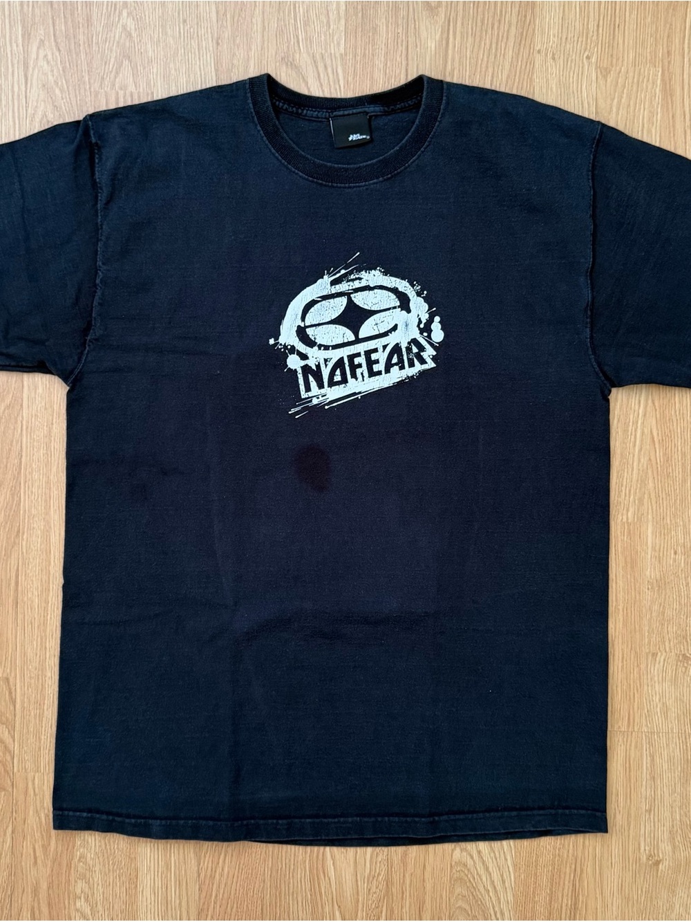 Vintage Y2K No Fear Black Graphic T-Shirt Men’s Faded Large Distressed